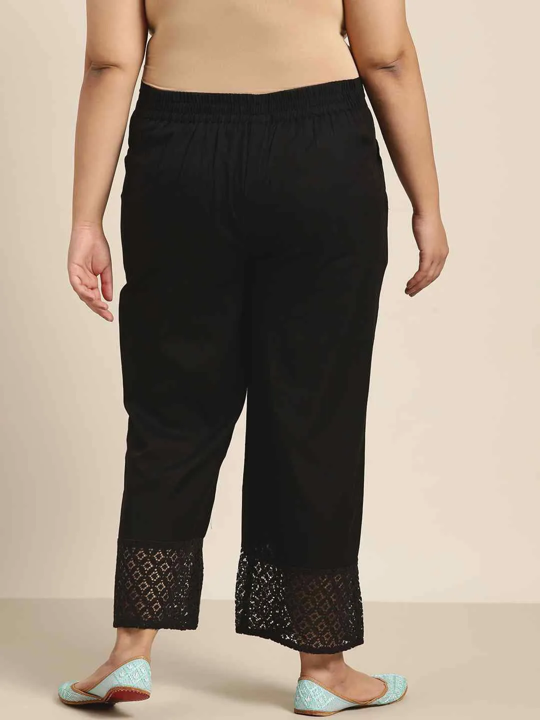 Juniper Black Cotton Flex Embellished Hakoba Pants