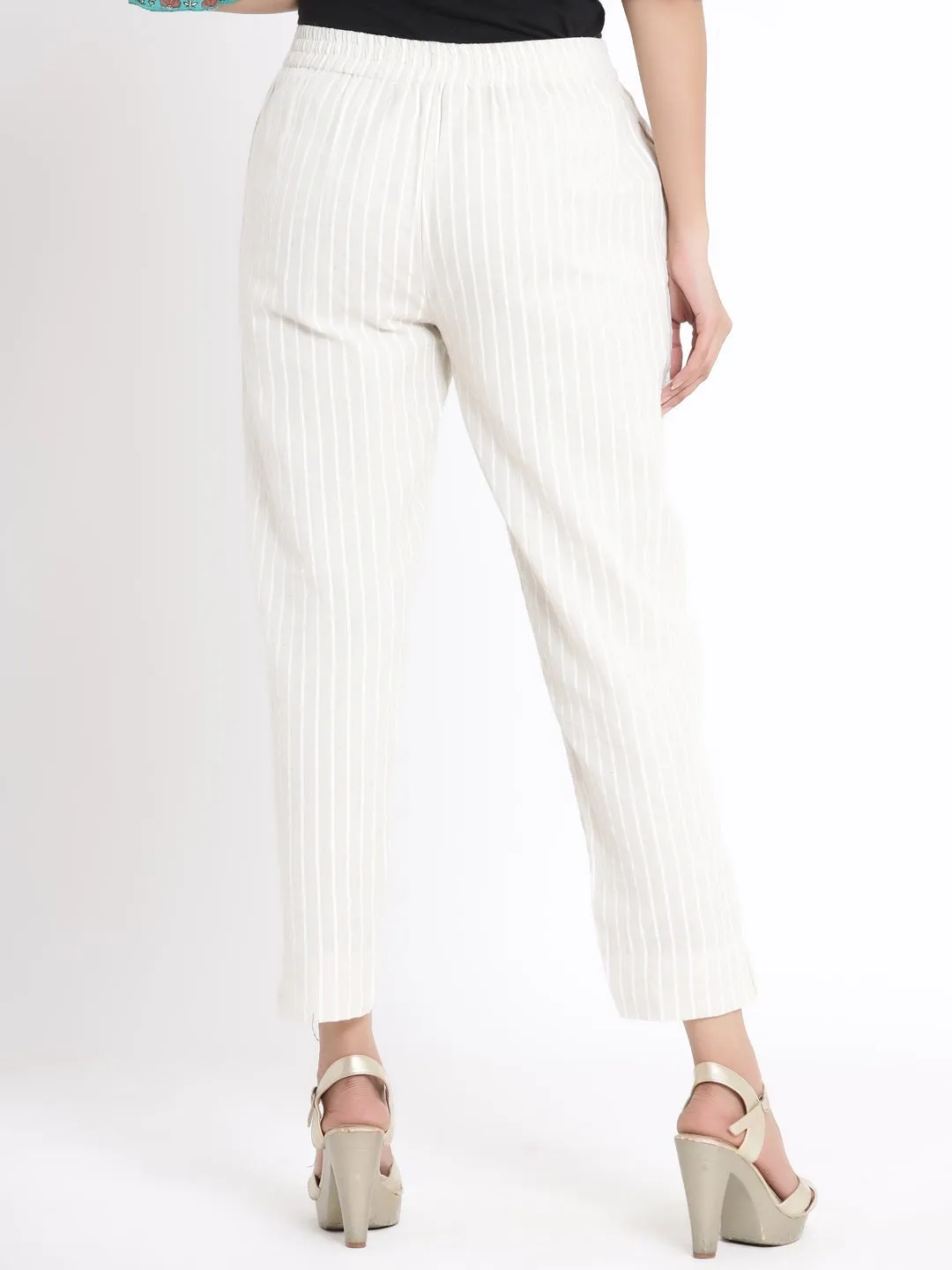 Juniper Natural Stripe Printed Rayon Slim Fit Pants.