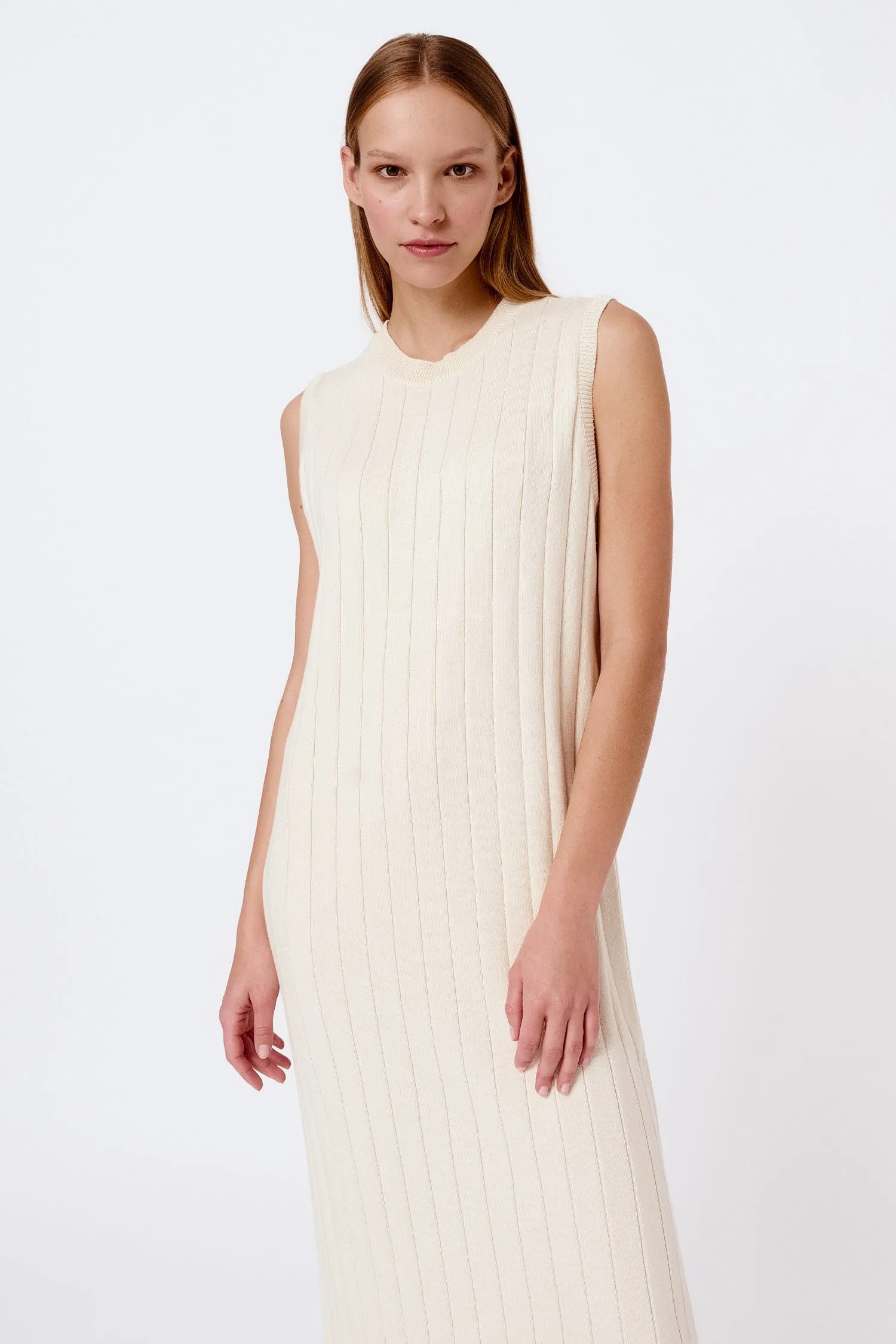 Knitted Organic Cotton Ribbed Sleeveless Dress | Multiple Colours