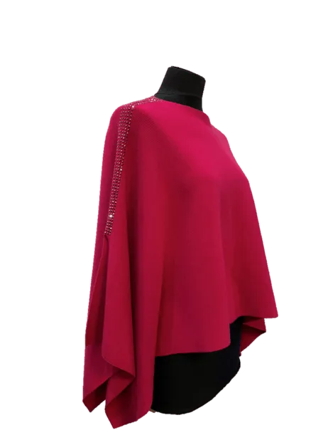 Knitted Poncho with Embellishment