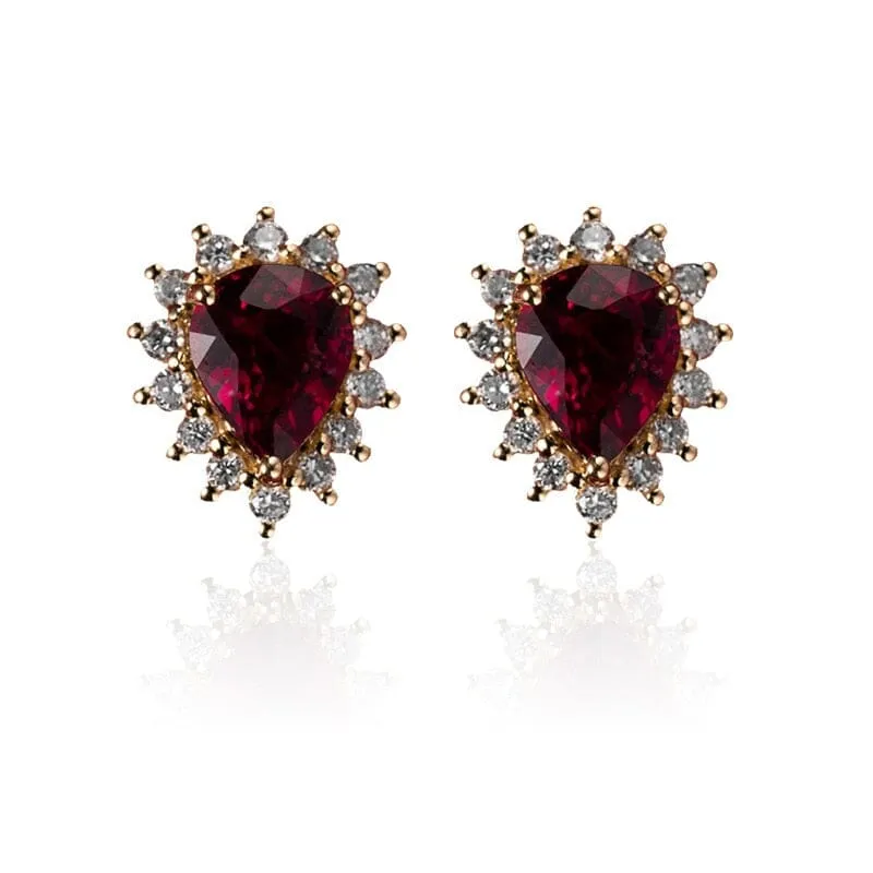 Korean Temperament Ruby Earrings - 925 Sterling Silver