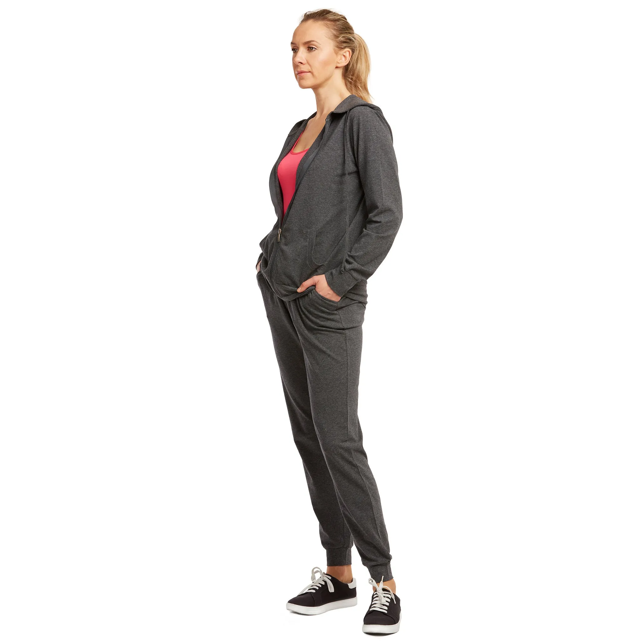 LADIES SINGLE JERSEY COTTON JOGGER PANTS WITH POCKETS (SJC7000_CHC/GR)