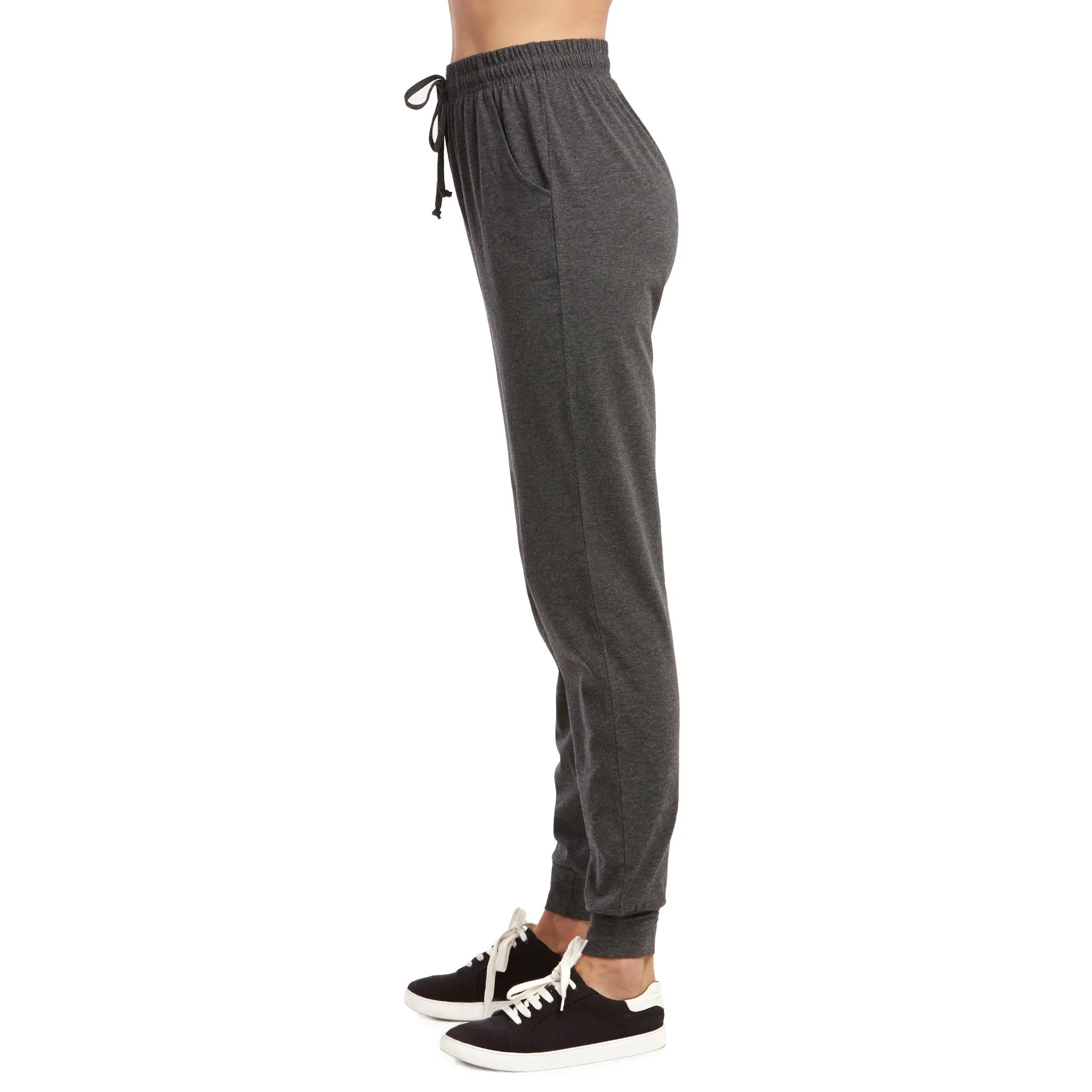 LADIES SINGLE JERSEY COTTON JOGGER PANTS WITH POCKETS (SJC7000_CHC/GR)