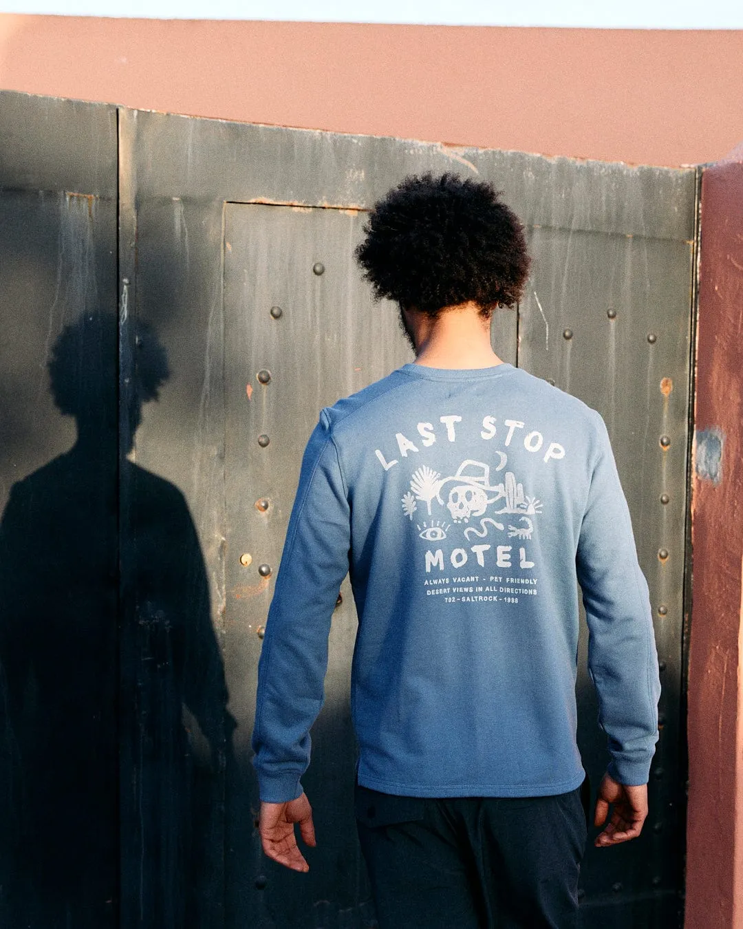 Last Stop Motel - Recycled Mens Sweatshirt - Blue