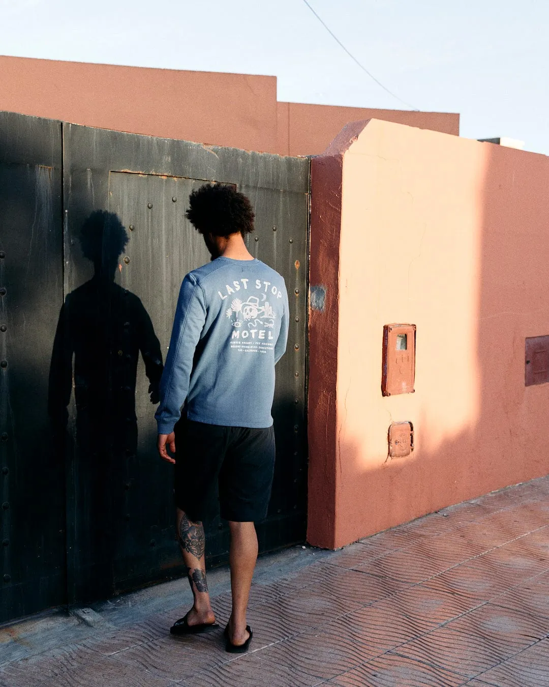 Last Stop Motel - Recycled Mens Sweatshirt - Blue