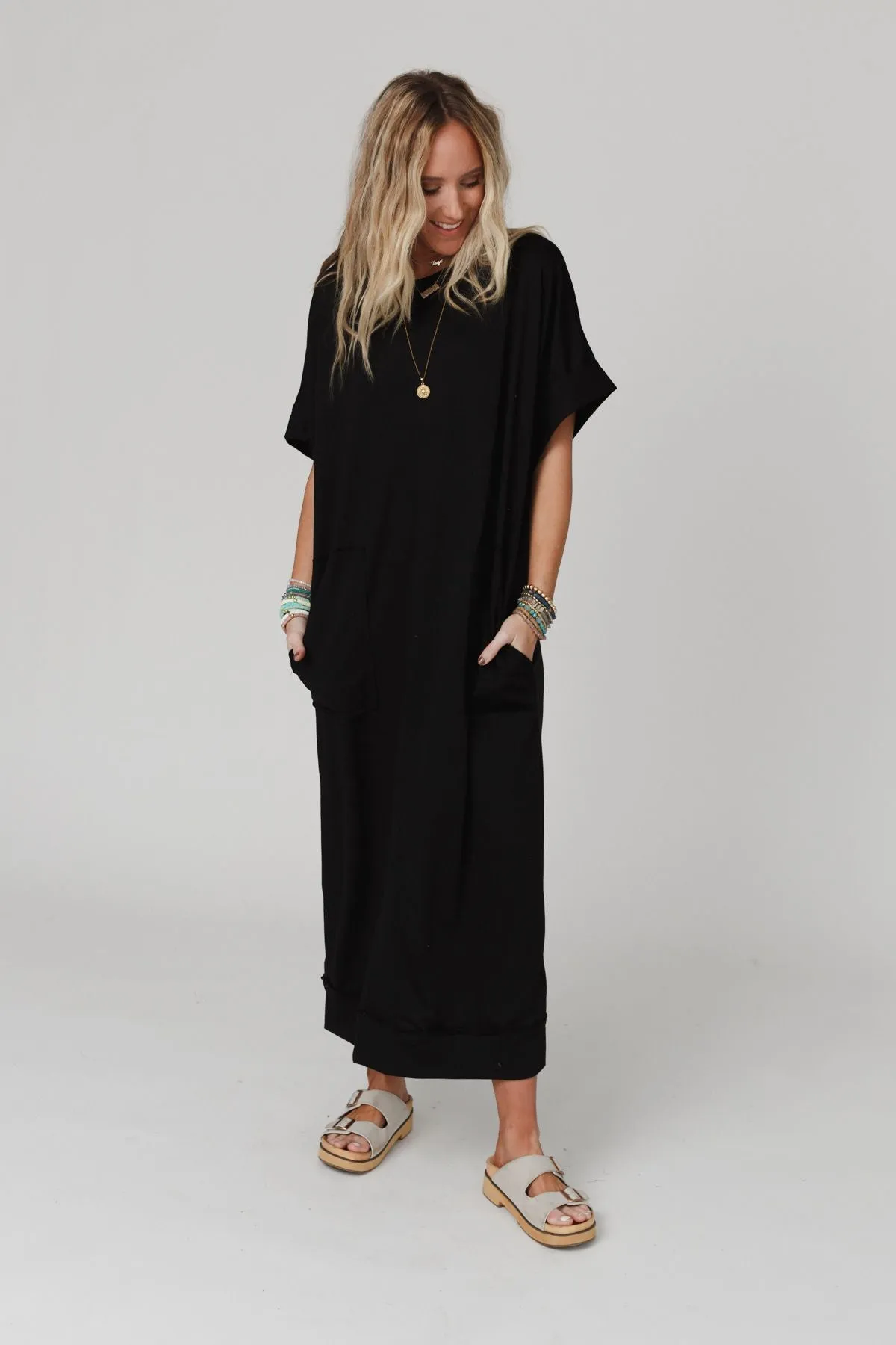 Laurel Short Sleeve Maxi Dress - Black