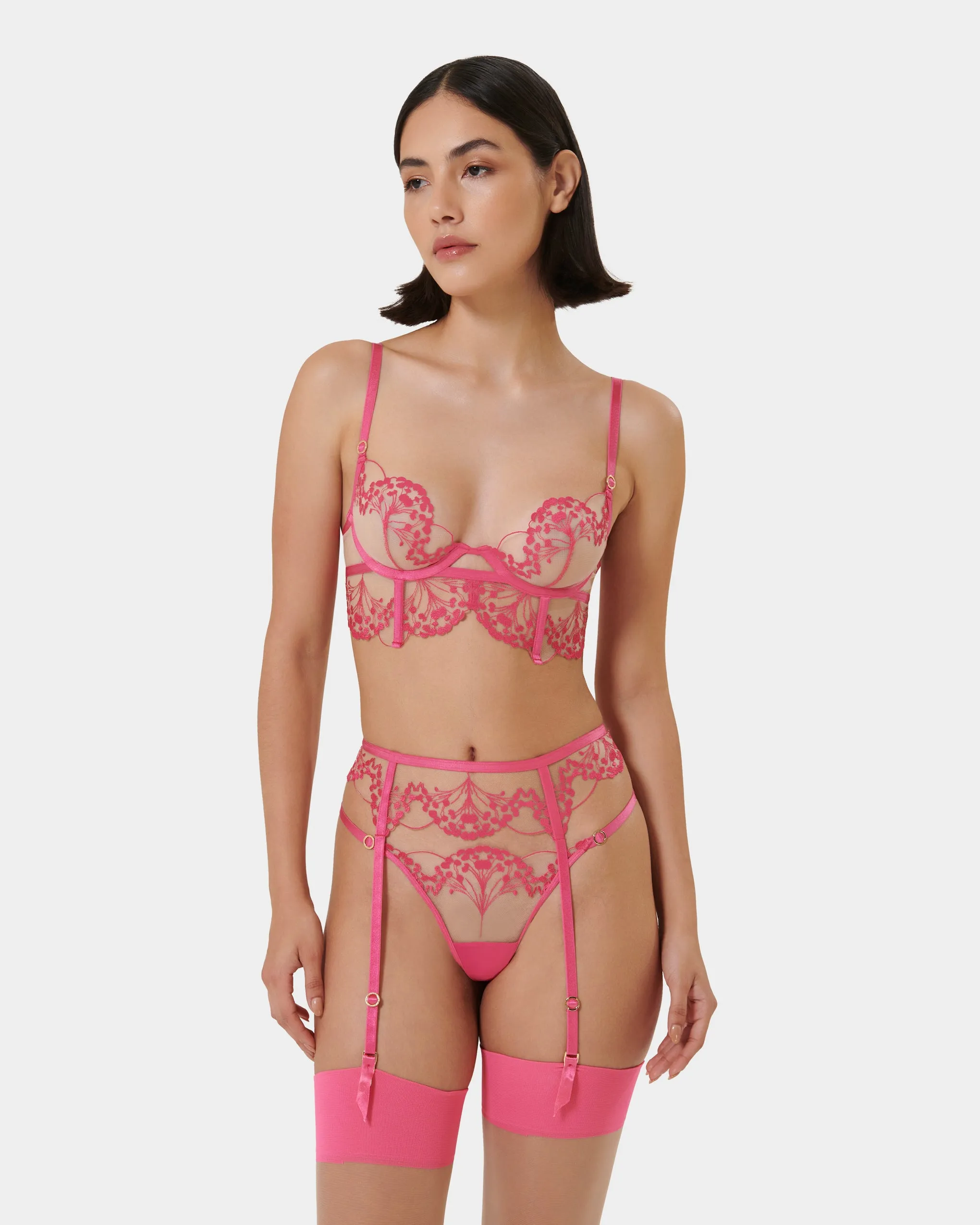 Marisa ECO Suspender Fuchsia Pink/Sheer