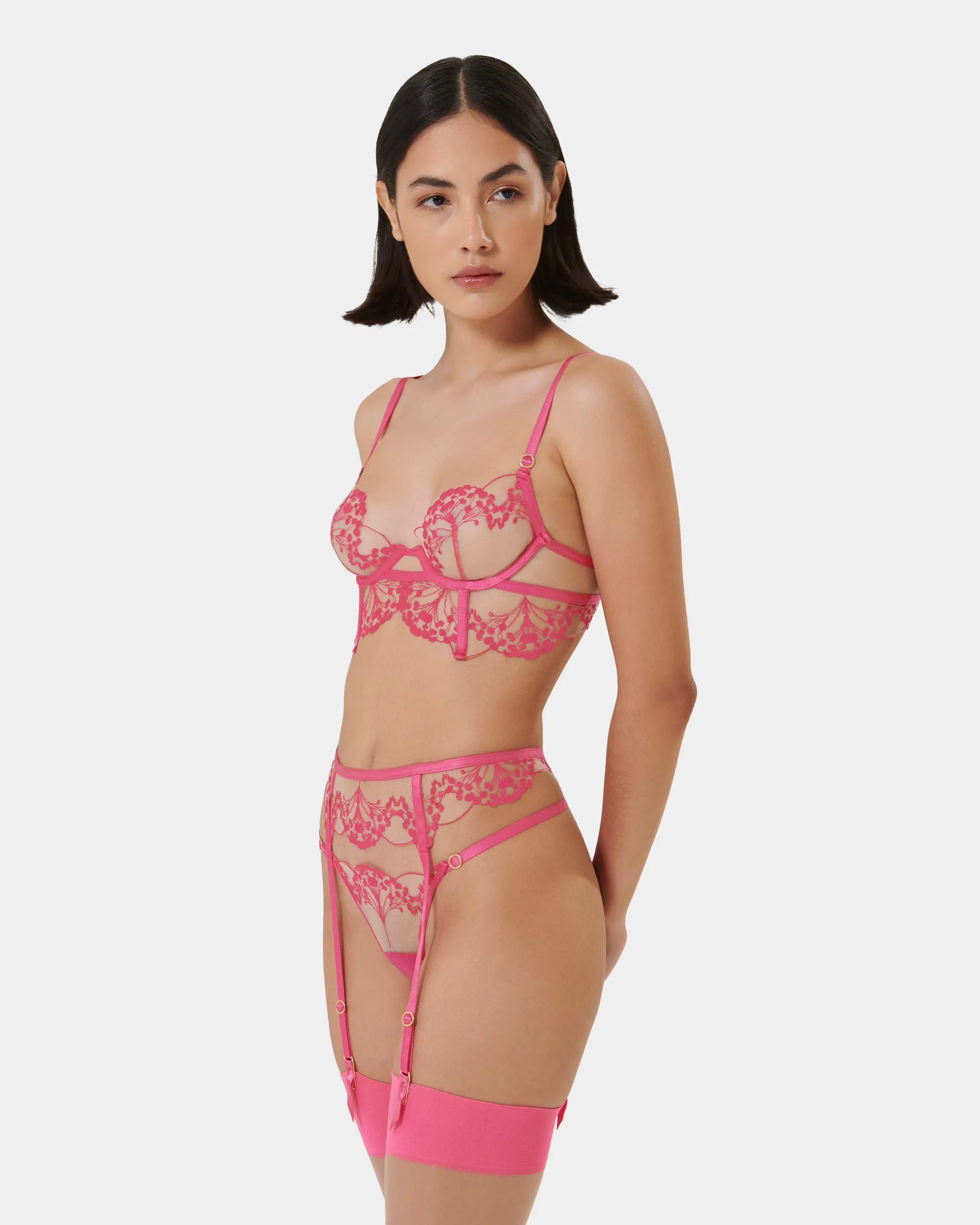 Marisa ECO Suspender Fuchsia Pink/Sheer