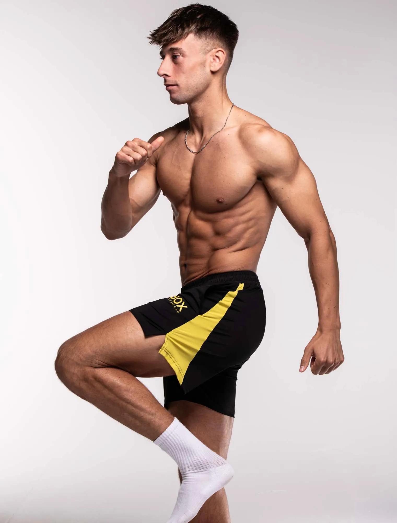 Mesh Panel Sports Shorts - Raven