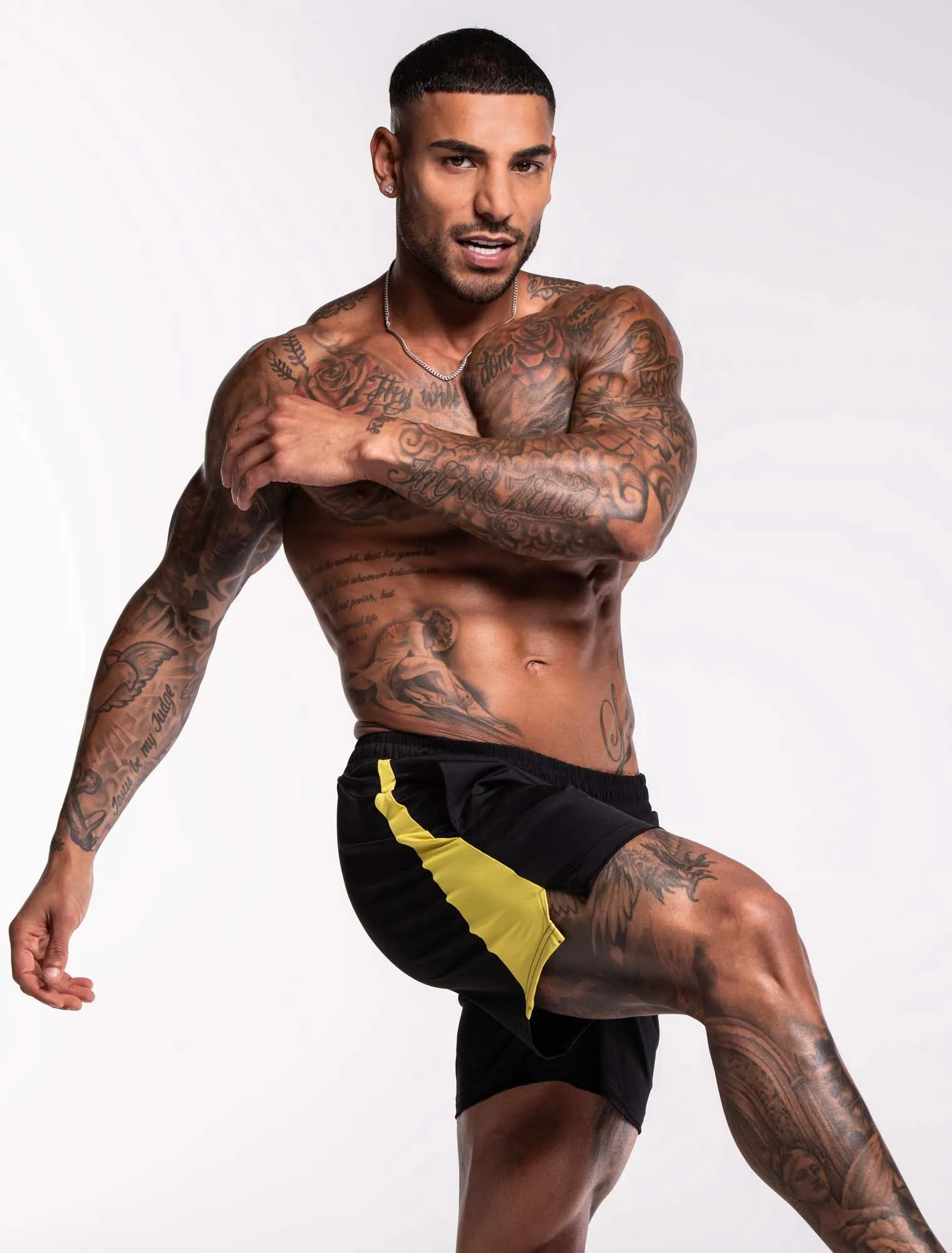 Mesh Panel Sports Shorts - Raven