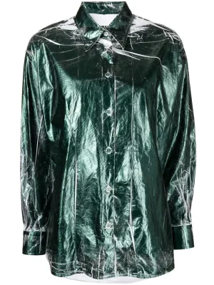 MM6 MARBEL PRINT METALLIC-FINISH SHIRT