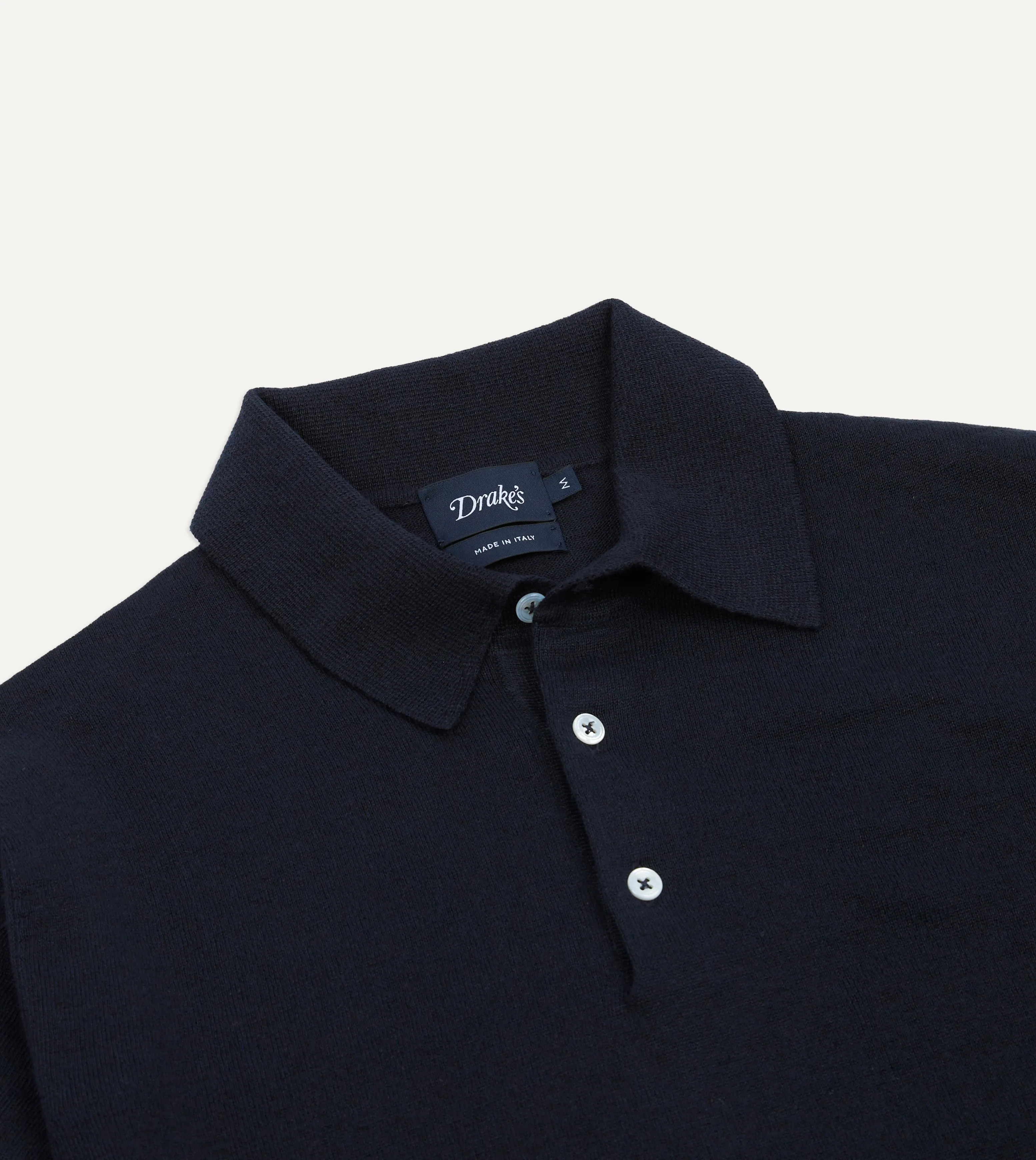 Navy Knitted Linen-Cotton Short-Sleeve Polo Shirt