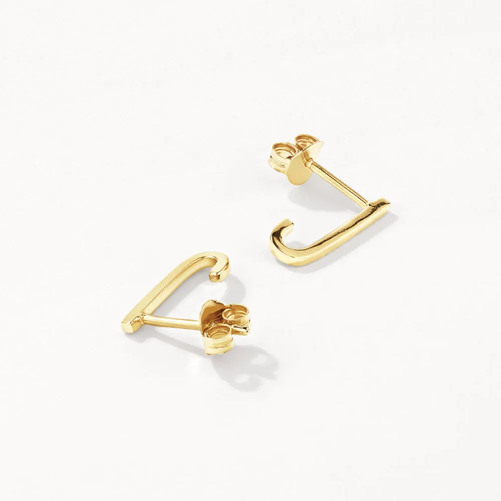 Plain Suspender Half Stud Earrings in Gold