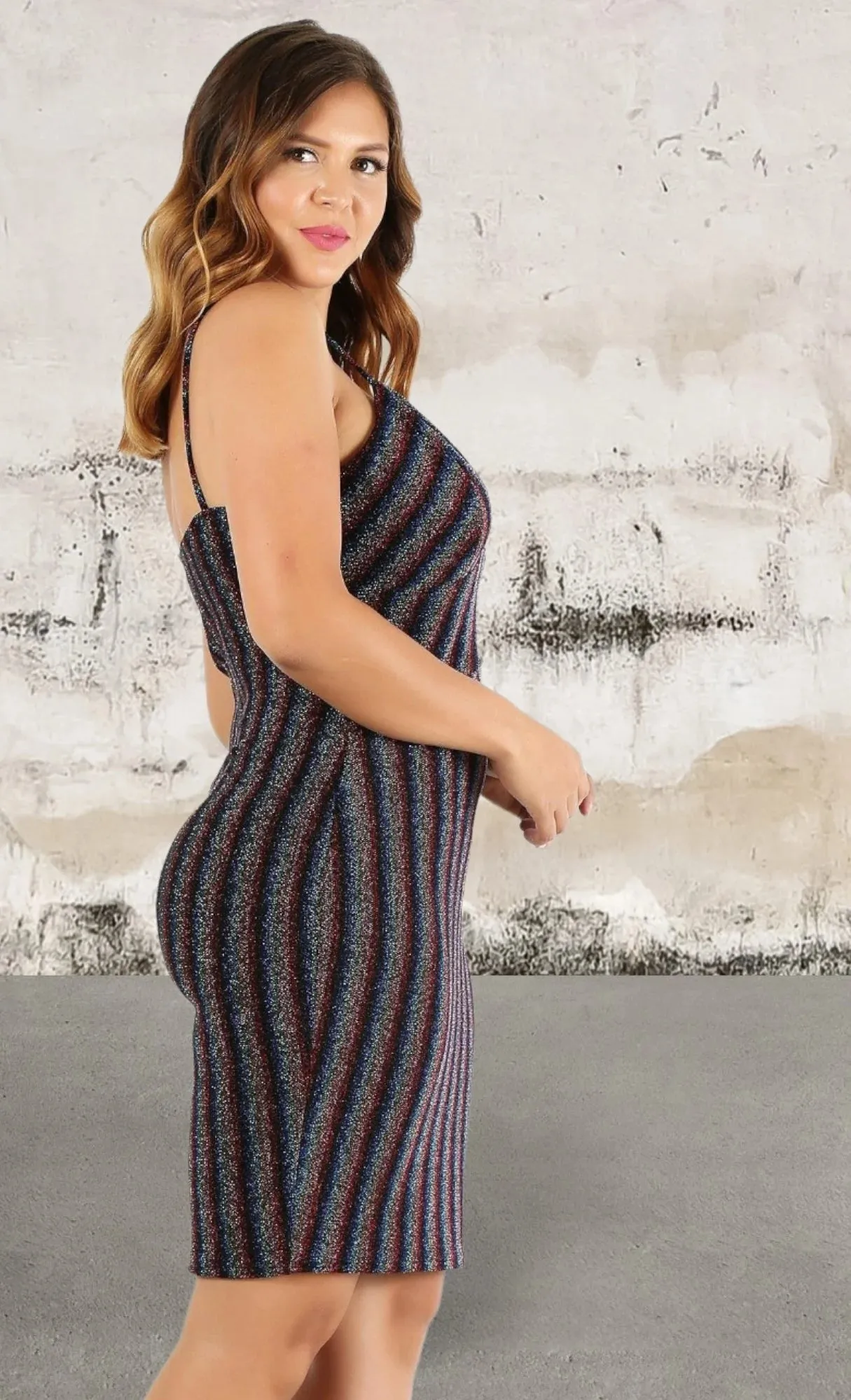 Plus Size Sleeveless Striped Short Dress