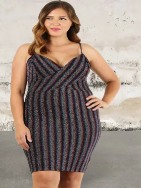 Plus Size Sleeveless Striped Short Dress