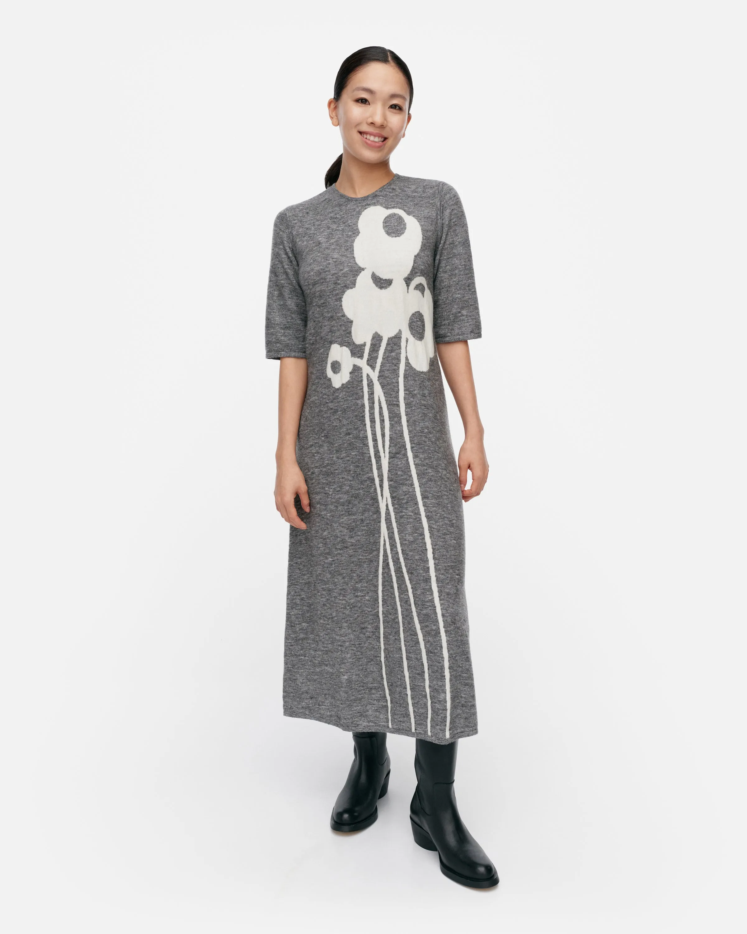 portti lammet knitted wool dress