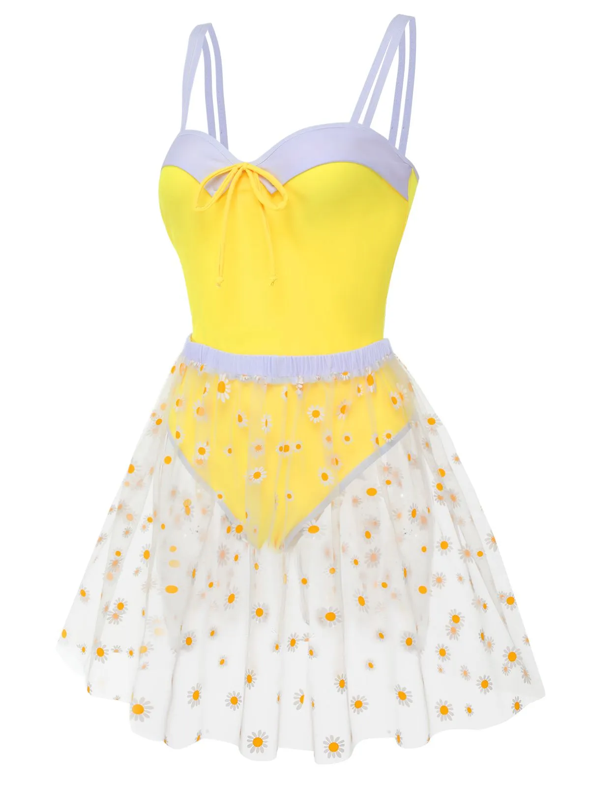 [Pre-Sale] Yellow 1950s Suspender Swimsuit & Daisy Cover-Up