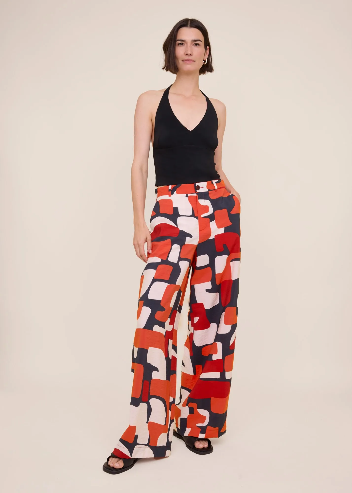 Printed viscose pants