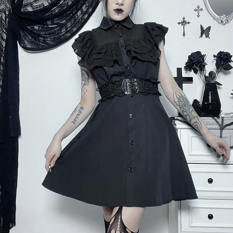 "Addams" Slim Black Dress