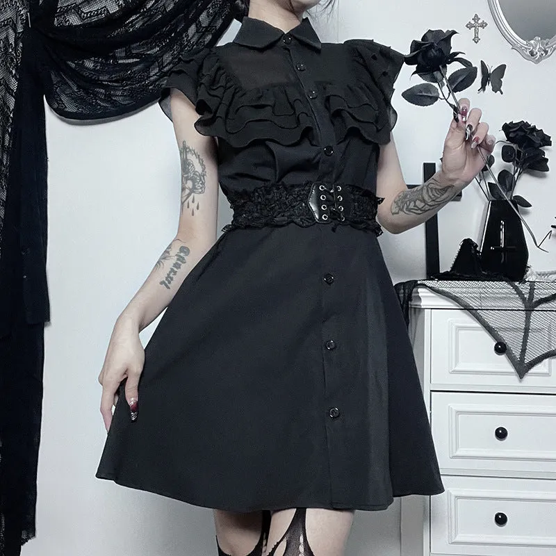 "Addams" Slim Black Dress