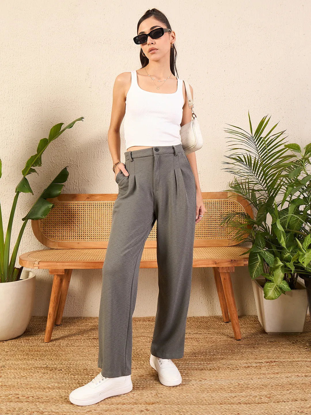 Relaxed Korean Front Pleated Pants