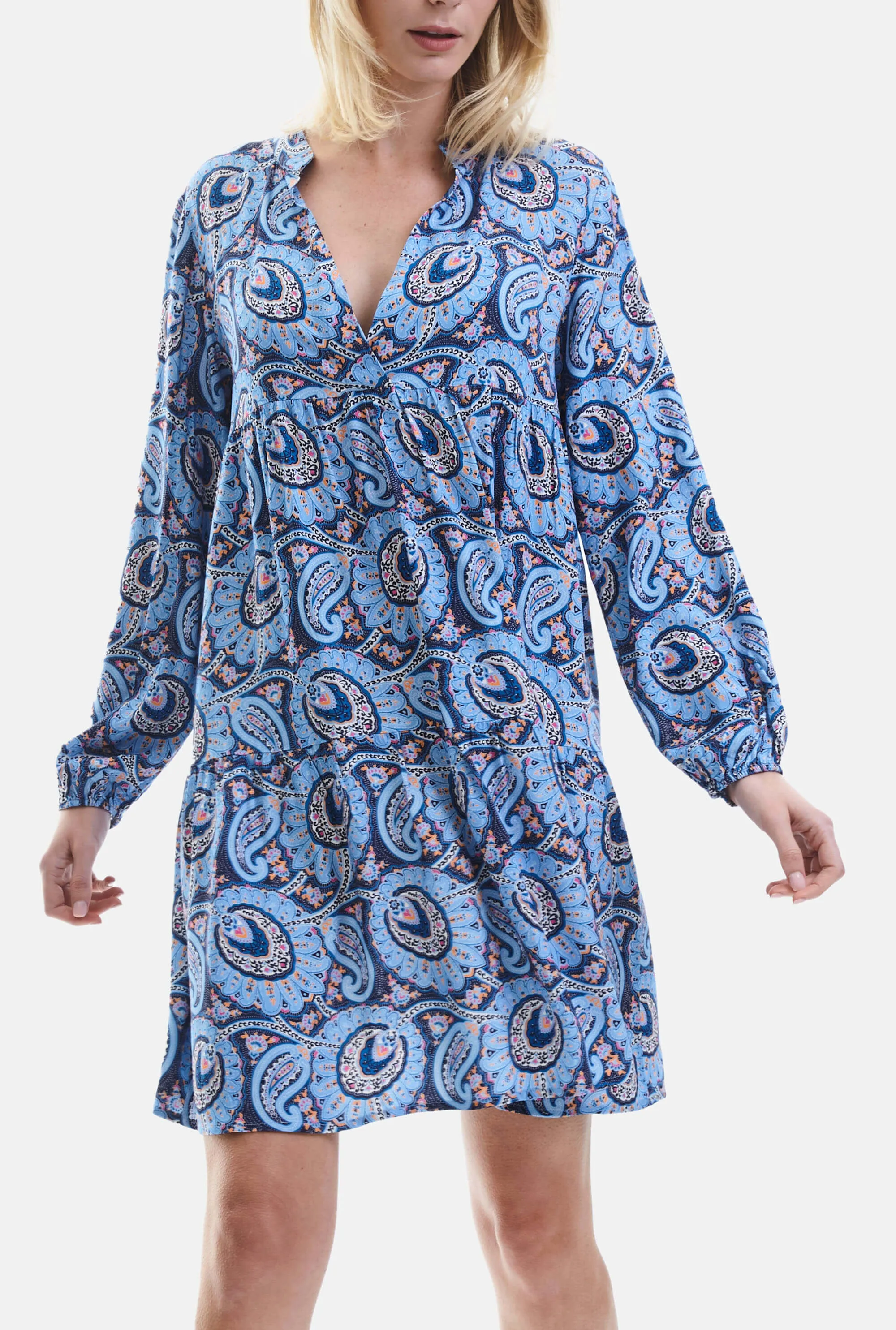 Short Paisley V-neck Dress