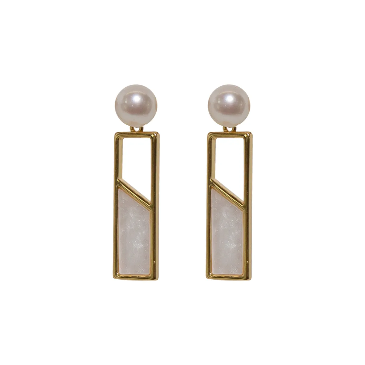 Slim Baroque Pearl Dangling Studs