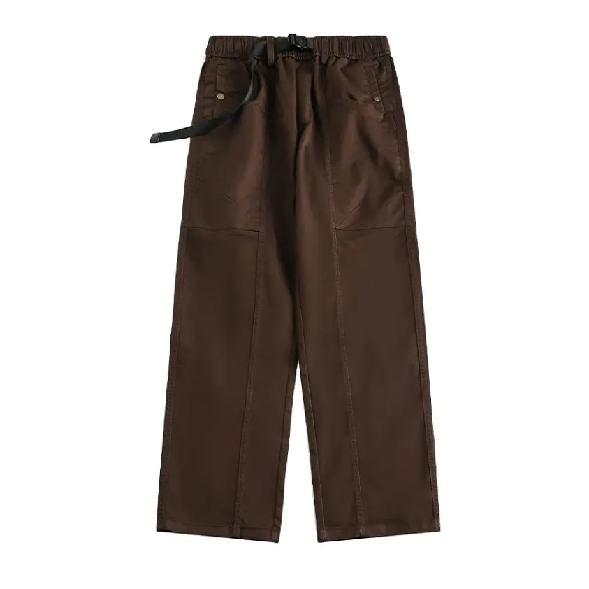 Straight Leg Belted Workwear Pants