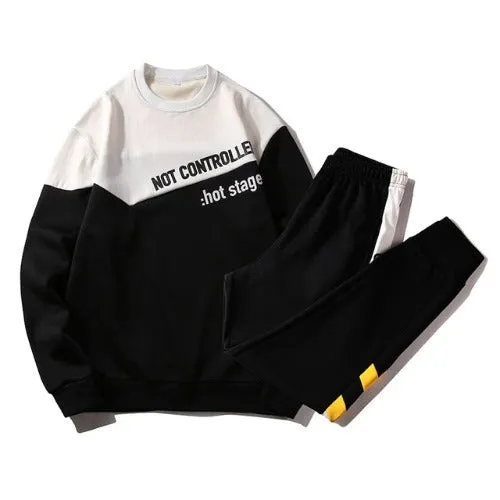 Tracksuit Style Sweatsuit - White-Black