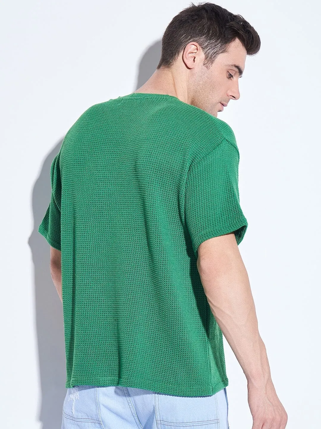 Turf Green Knitted Short Sleeves Cardigan