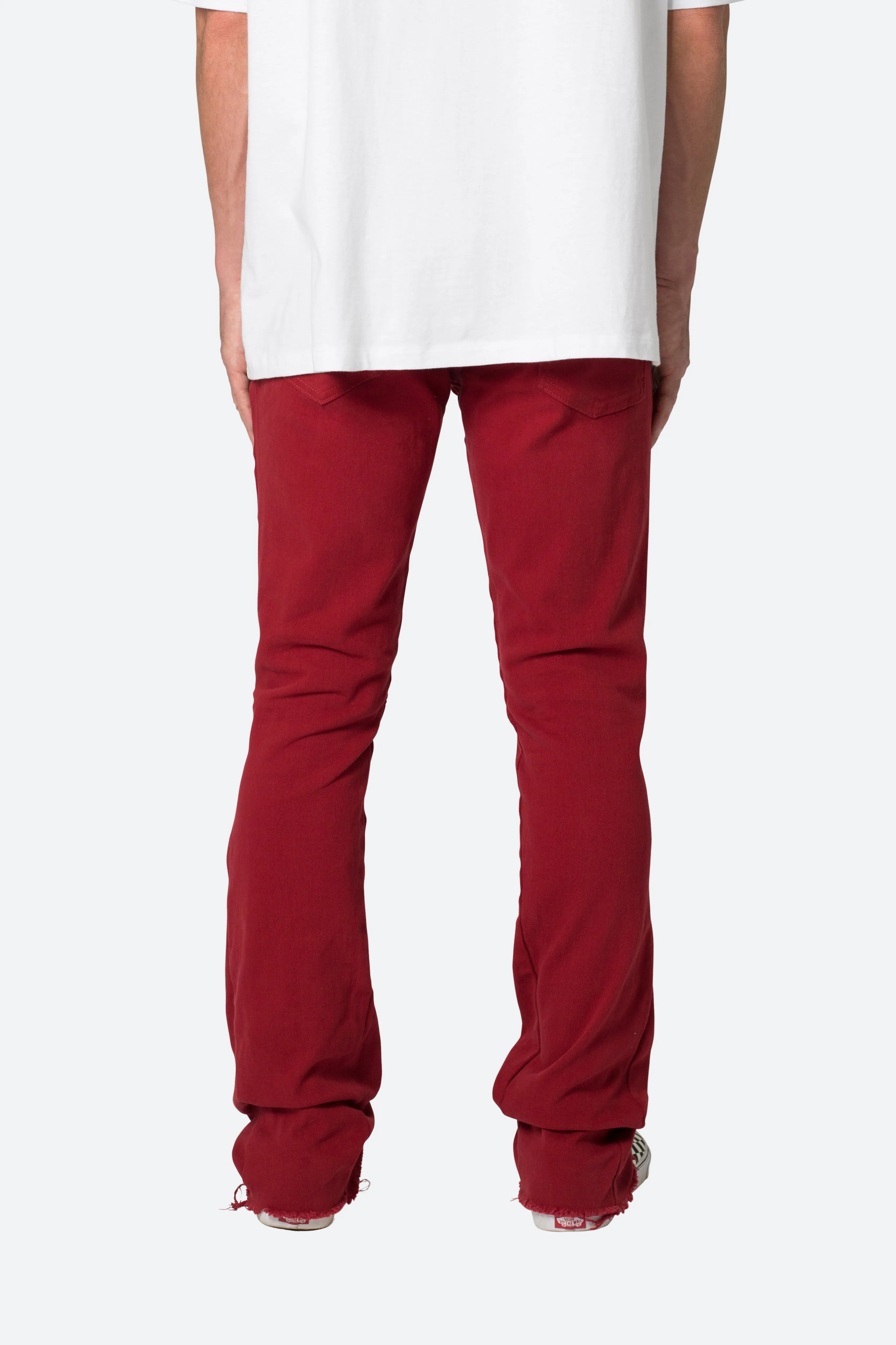 Twill Slim Stacked Pants - Burgundy