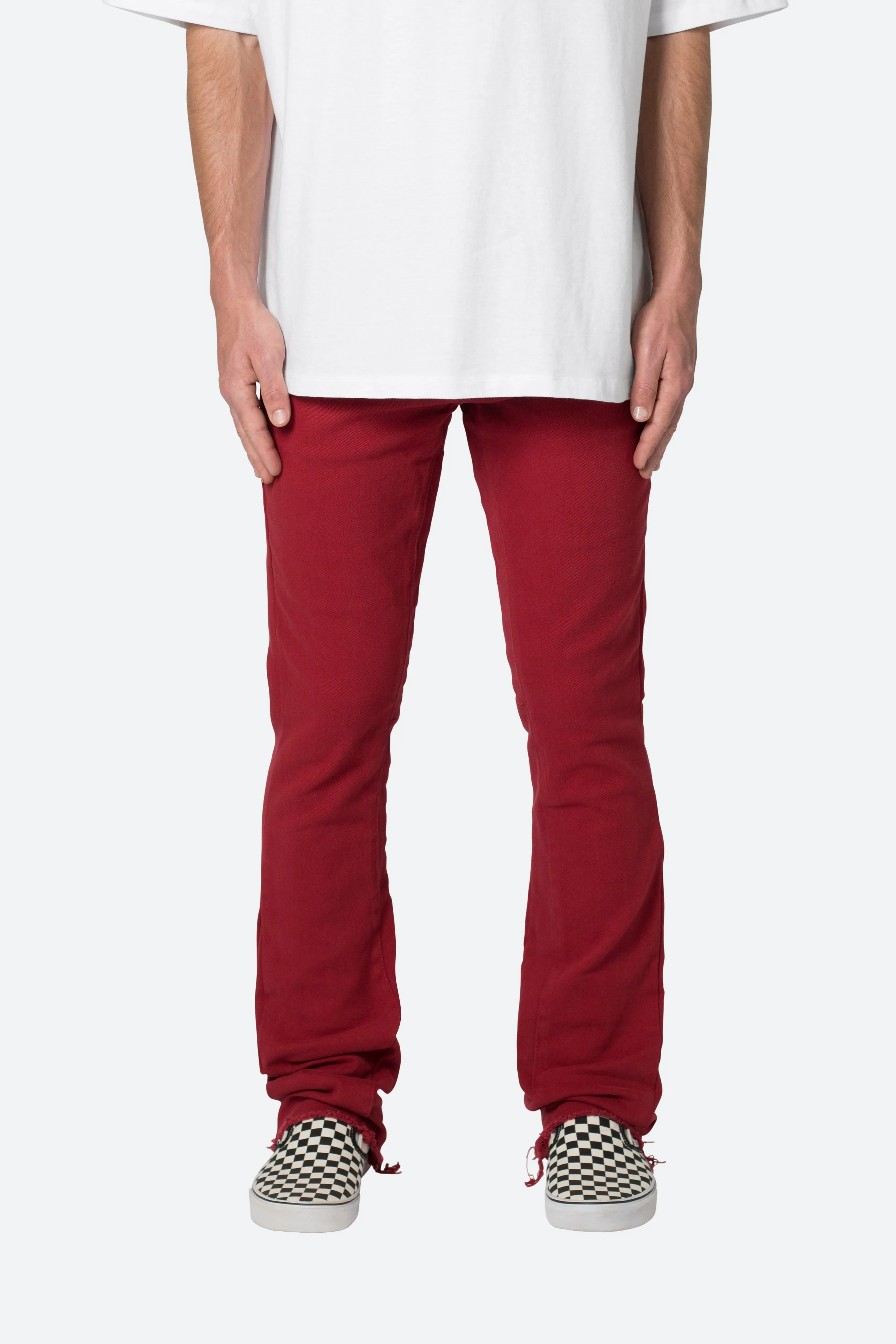 Twill Slim Stacked Pants - Burgundy