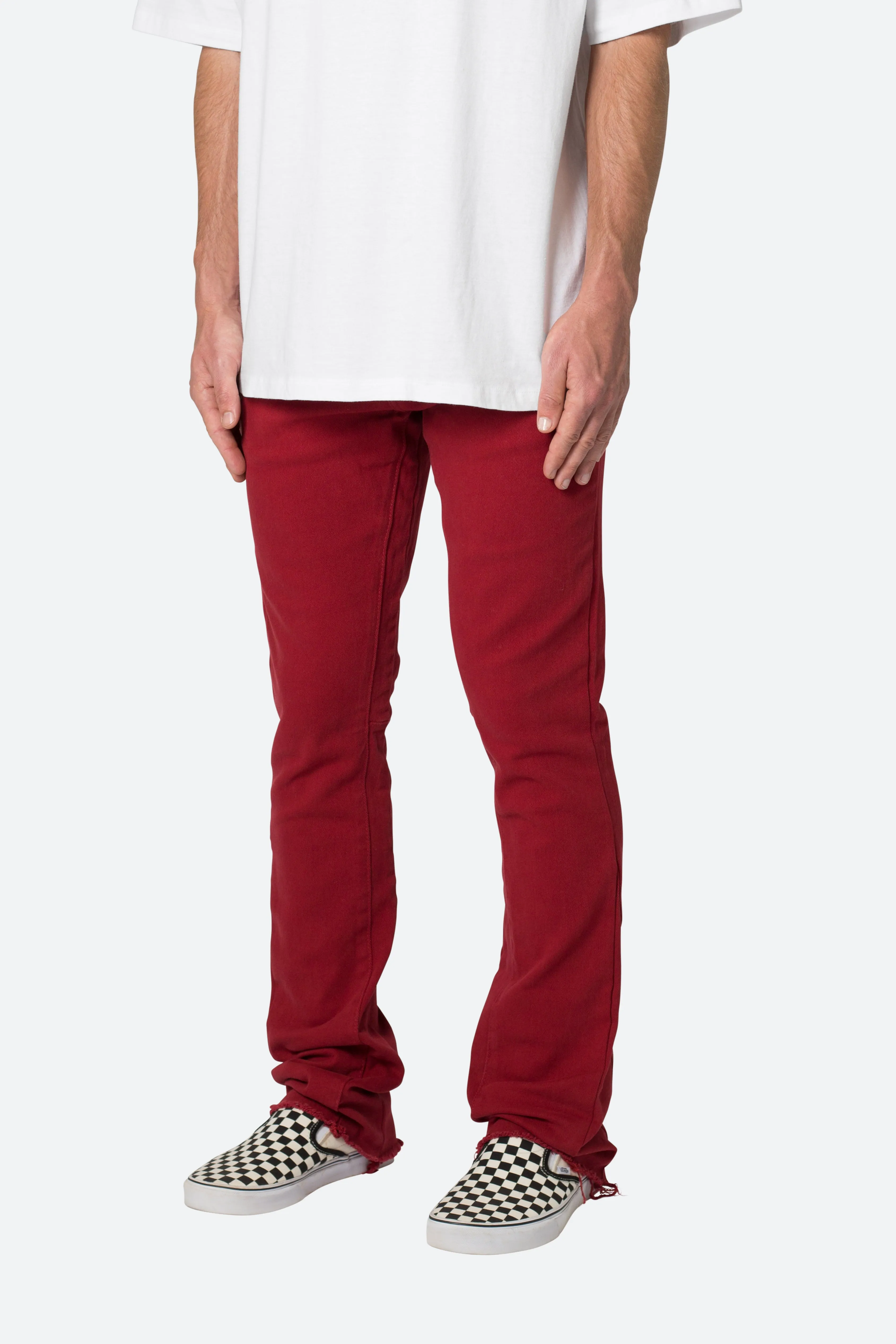 Twill Slim Stacked Pants - Burgundy