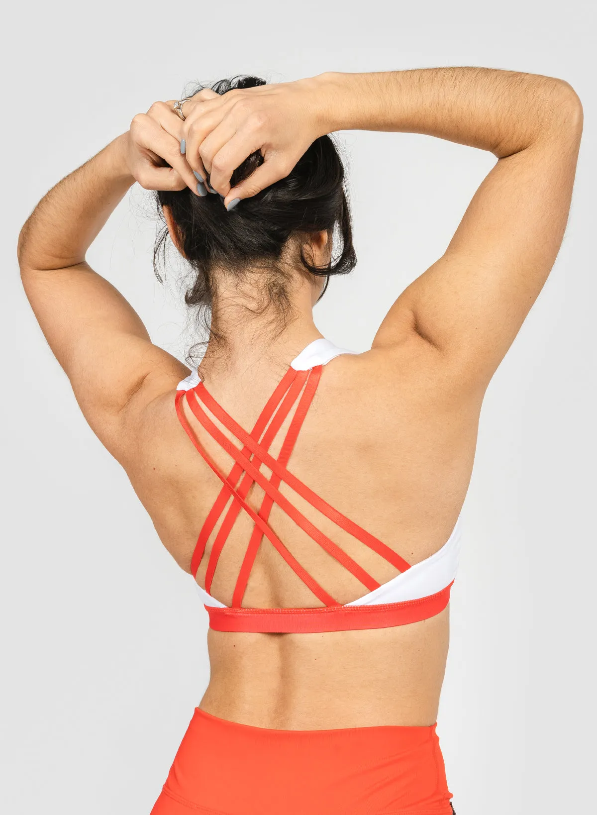 VIVID SPORTS BRA - WHITE AND RED