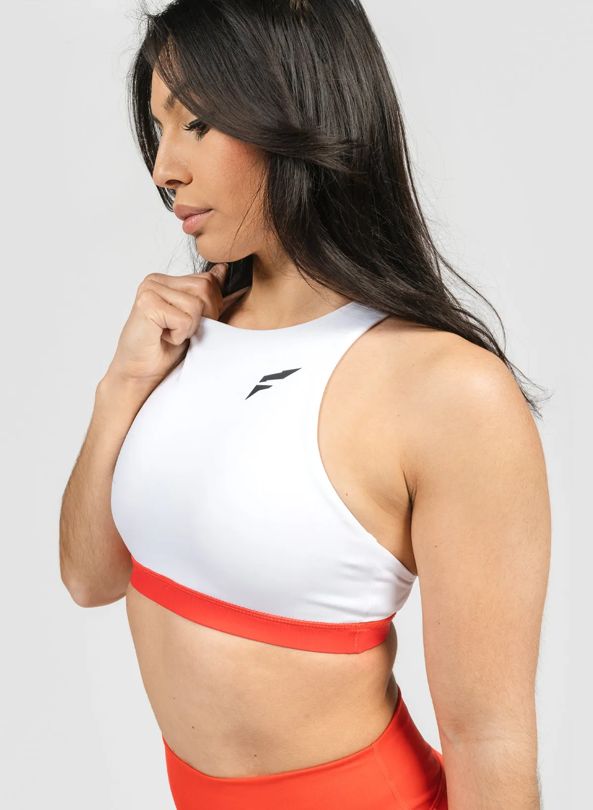 VIVID SPORTS BRA - WHITE AND RED