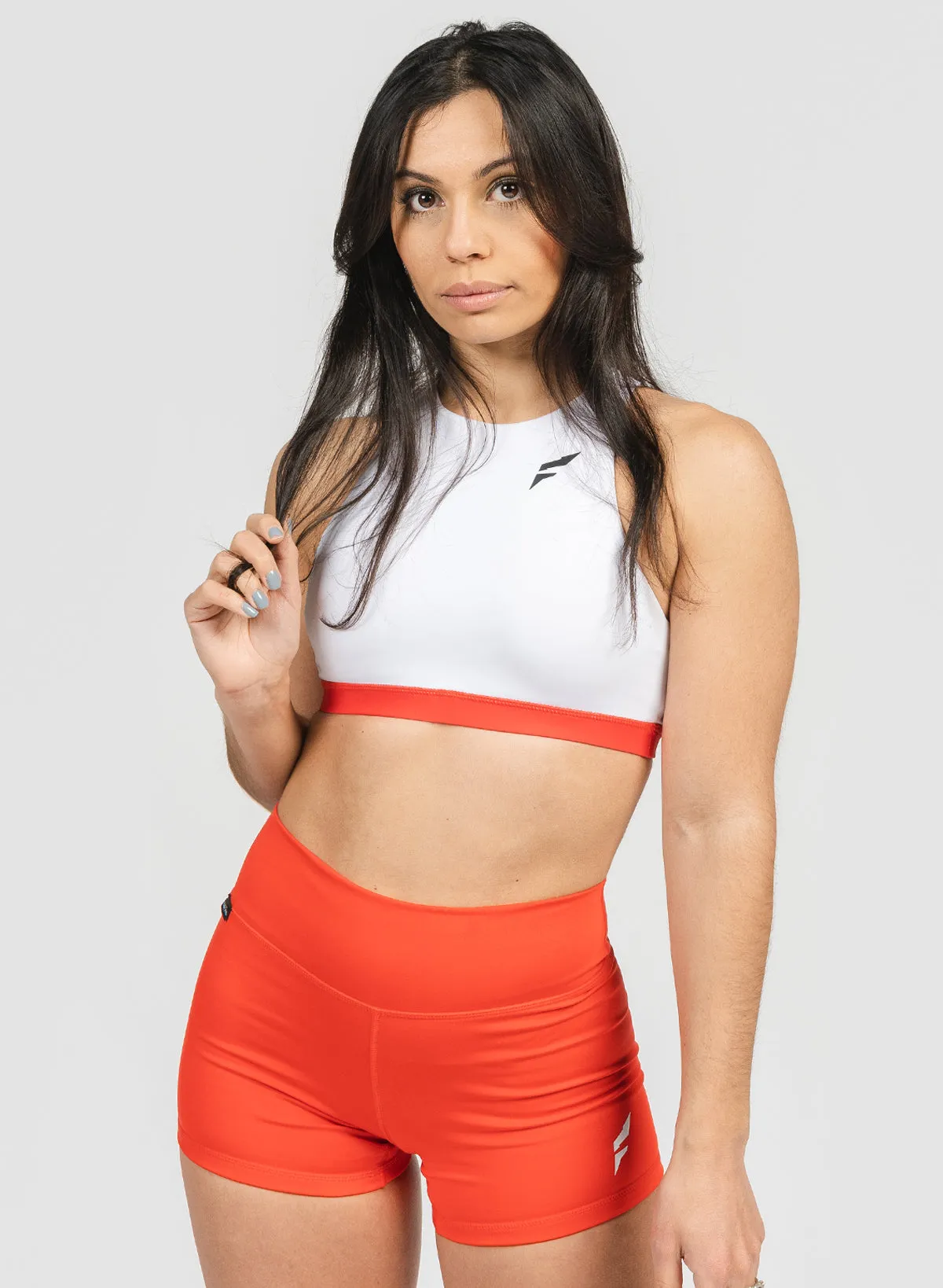 VIVID SPORTS BRA - WHITE AND RED