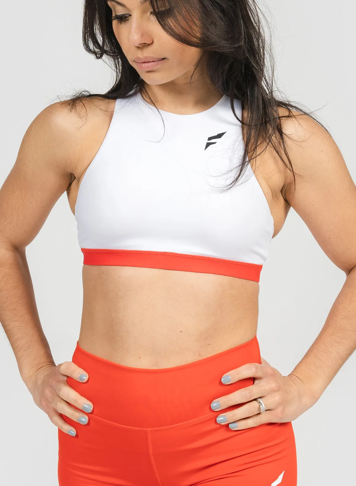 VIVID SPORTS BRA - WHITE AND RED