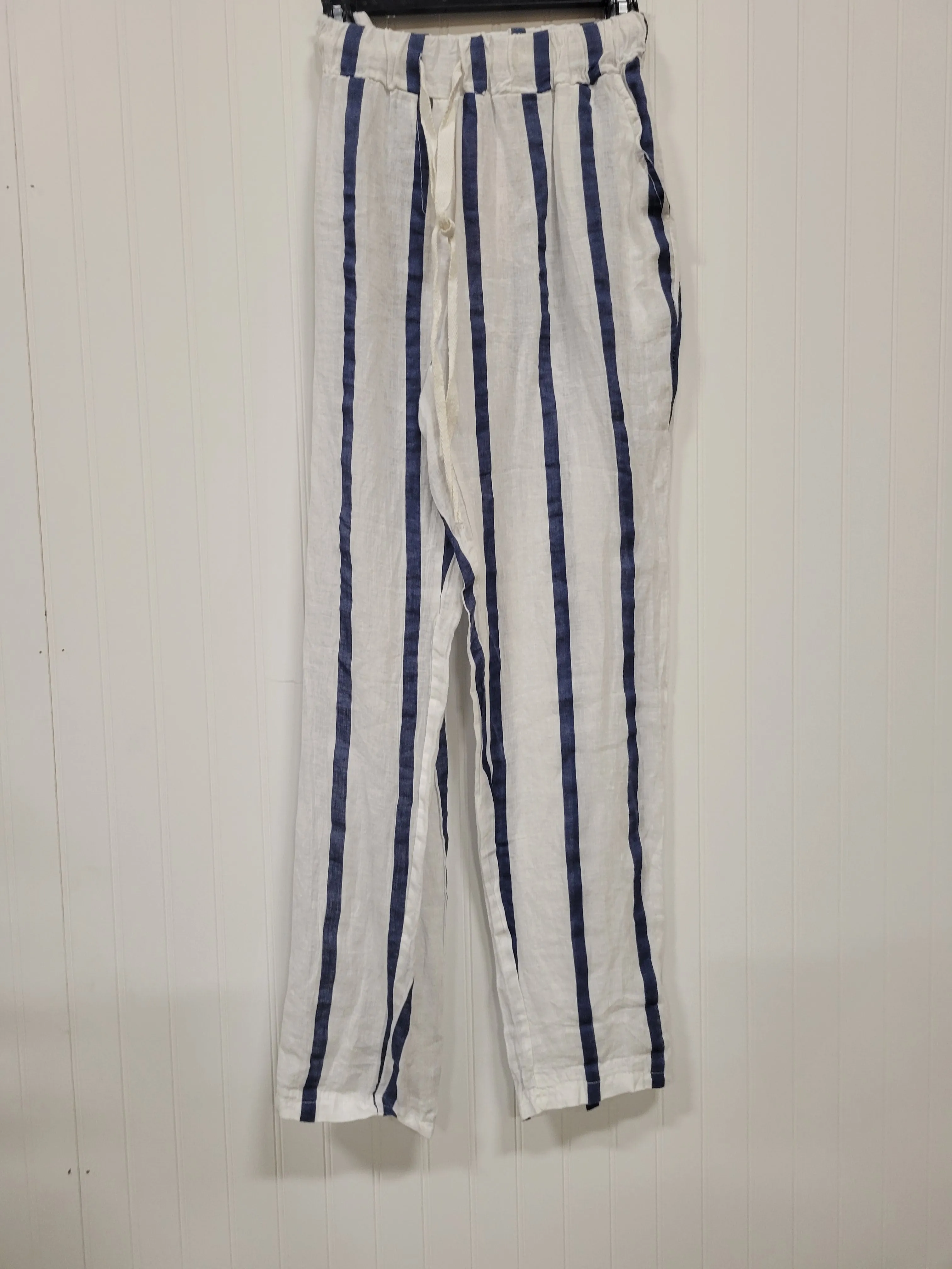 White and Blue Linen Pants