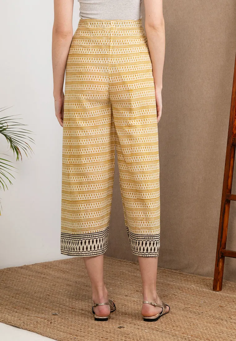 Wood Block Pareo Pants (Yellow)