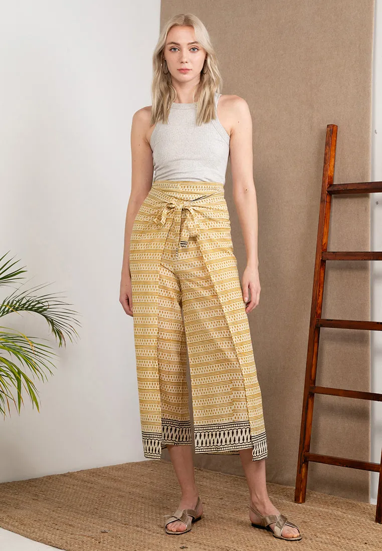 Wood Block Pareo Pants (Yellow)