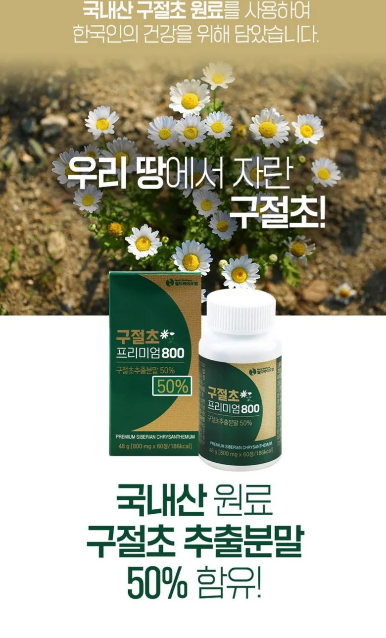 WorldBioPharm Premium Siberian Chrysanthemum 800mg 60 Tablets 2 Months Korean Health Supplements Foods Gifts